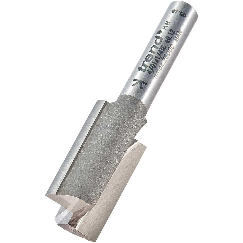 Trend Silver Professional Straight Two Flute Router Cutter, 1/4 Inch Shank, 14Mm Cut Diameter, Tungsten Carbide Tipped, 4/01X1/4Tc