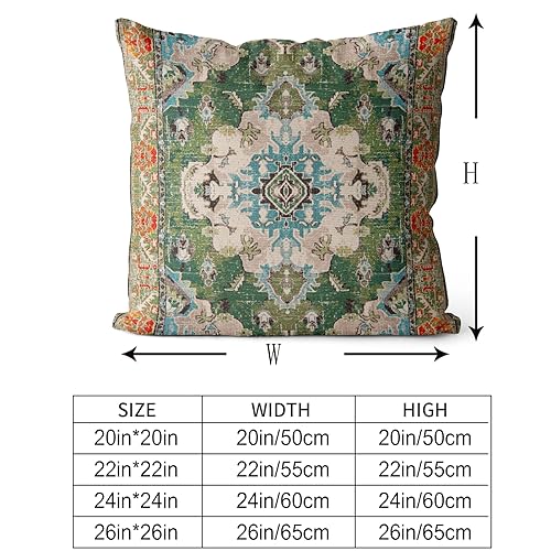 Snycler Boho Throw Pillow Covers 26x26 inch Set of 2 Boho Rug Carpet Double Sided Pattern Cotton Soft Pillow Case Cushion Cover Pillowcase for Couch Sofa Bed Decorative (Green) by Snycler - Used condition - Image 3