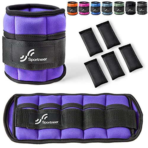 Sportneer Adjustable Ankle Weights 1 Pair 2 4 6 8 10 Lbs Leg Weight Straps for Women Men, Weighted Ankle Weights Set for Gym,Fitness, Workout,Walking, Jogging,1-5 lbs Each Pack, 2 Pack 2-10 lbs