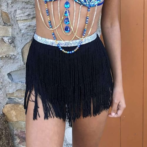 Festival Clothing Women 20s Flapper Gatsby Skirt Belly Dance Hip Scarf Fringe Plus - Thumbnail 2