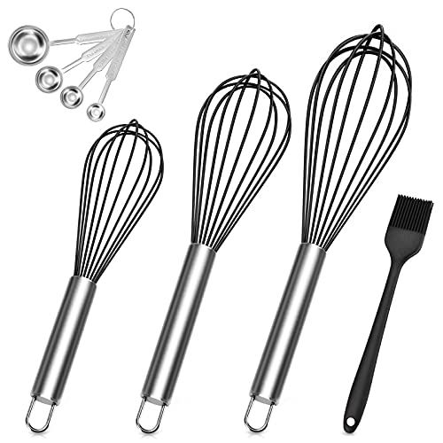 Vesaneae 2 pezzi Frusta a palloncino, Frusta da Cucina, frusta in silicone da cucina, Frusta Manuale, Frusta per uova, Utensili da Cucina per Cucinare, Cuocere Al Forno, Mescolare