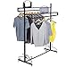 MyGift Victorian Style Boutique Clothes/Garment Display Rack w/Dual Hangrail & Cargo Shelves, Black