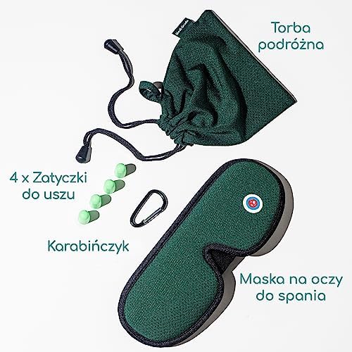 Medi Grade Maska na Oczy na Sen [9 szt]  100% Zaciemnienia Opaska 3D Unisex  Oddychająca Siatkowa Opaska do Spania z Elastycznym Paskiem, 4x Zatyczki do Uszu, Torba, Karabińczyk