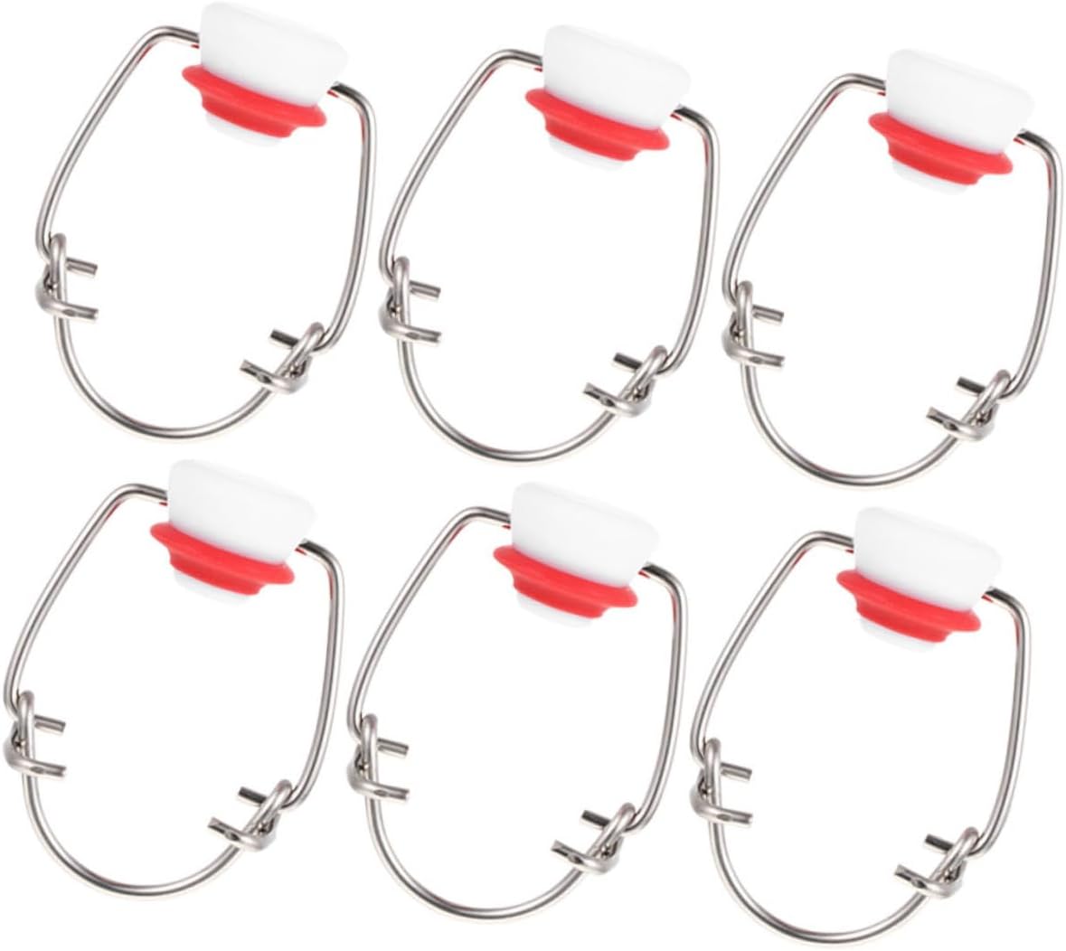 SECFOU 6pcs Red Semi-cover Stainless Steel Swing Lid Bottle Caps Airtight Flip Stoppers for Home Brewing and Fermentation