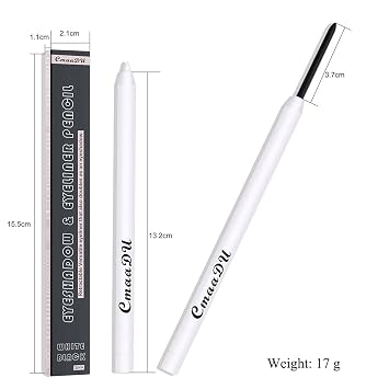 Black White Eyeliner Pencil Set, Matte Smooth White Eye Brightener Stick, Quick Drying Waterproof High Pigmented Highlighter Eye Liner Eyeshadow Makeup, with Built-in Sharpener