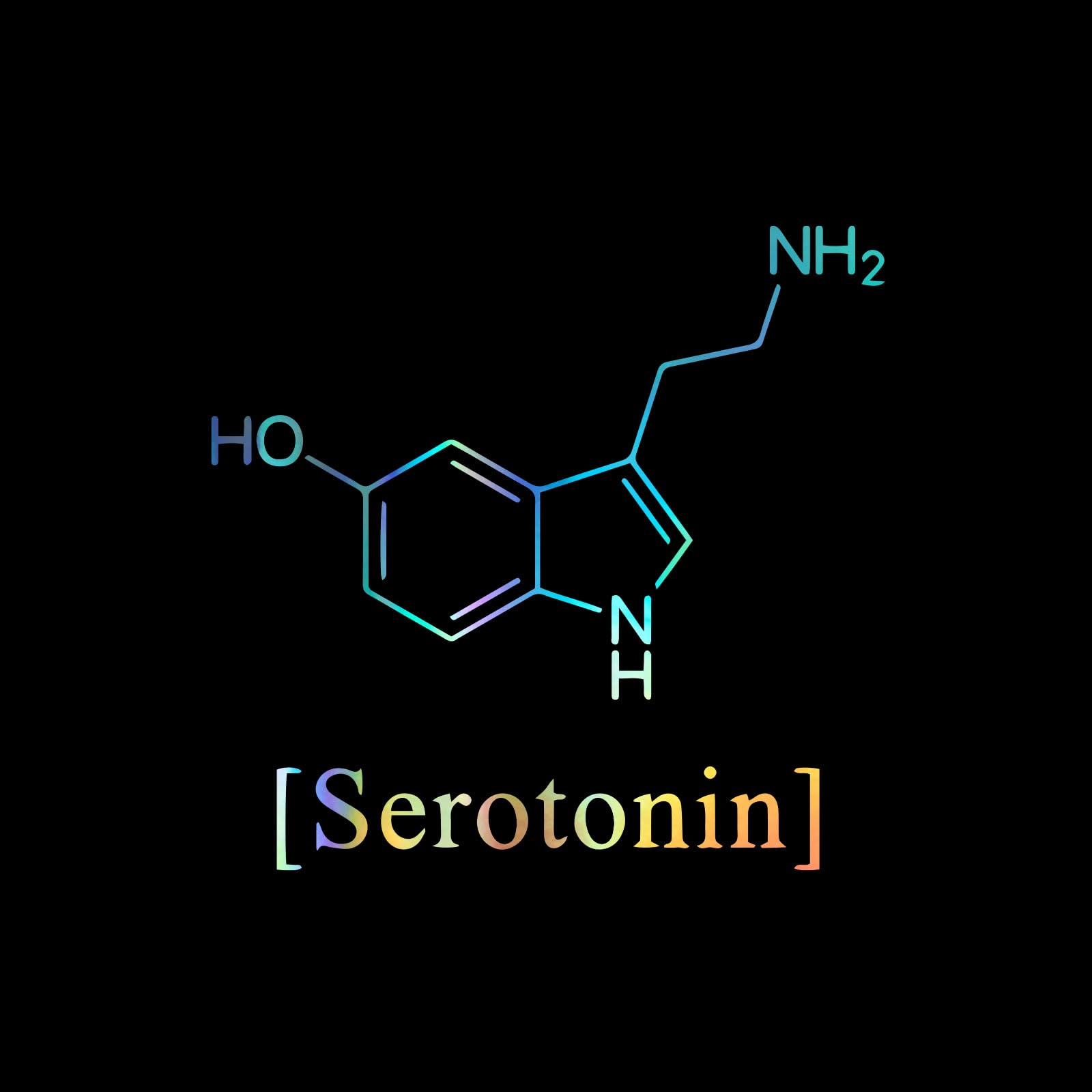 Serotonin Molecule Vinyl Decal Notebook Car Laptop 5.5" x 3.25" (Holographic)