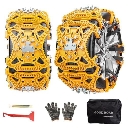 GOHHME 6 Piezas Cadenas de Nieve para Coche, Nuevo Juego de Cadenas de Coche Antideslizantes de Ajuste Universalde Nieve de Emergencia Antideslizantes Cadenas de Tracción para Camión SUV Coche