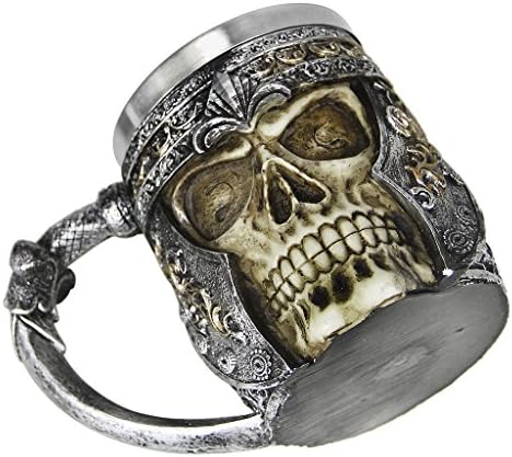 BXT Novelty Decorative Skull Mug Cup Tankard Stainless Steel Gothic Coffee Tea Drinking Cup for Halloween Christmas Birthday (Skull Mug-B)