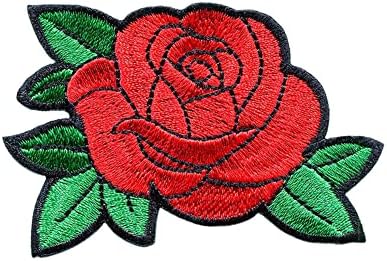 MagiDeal Red Rose Tattoo Flowers Love DIY Embroidery Crafting Embroidered Applique Iron-on Patch S-1594