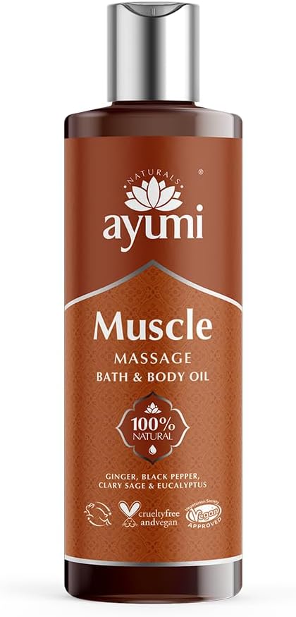 Muscle Body Massage Oil | Muscle Pain Relief Massage Oils for Soreness & Tension | Ginger Oil, Eucalyptus Oil & Essential Oils for Skin | Anti Inflammatory & Massage Oil Muscle Relax | 250ml