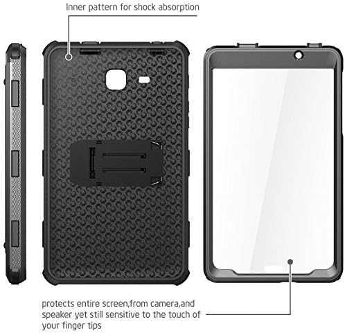 Galaxy Tab A 7.0 Case, Heavy Duty i-Blason Samsung Galaxy Tab A 7 2016 Armorbox Dual Layer Hybrid Full-Body Protective Kickstand Case with Front Cover and Built-in Screen Protector (Black)