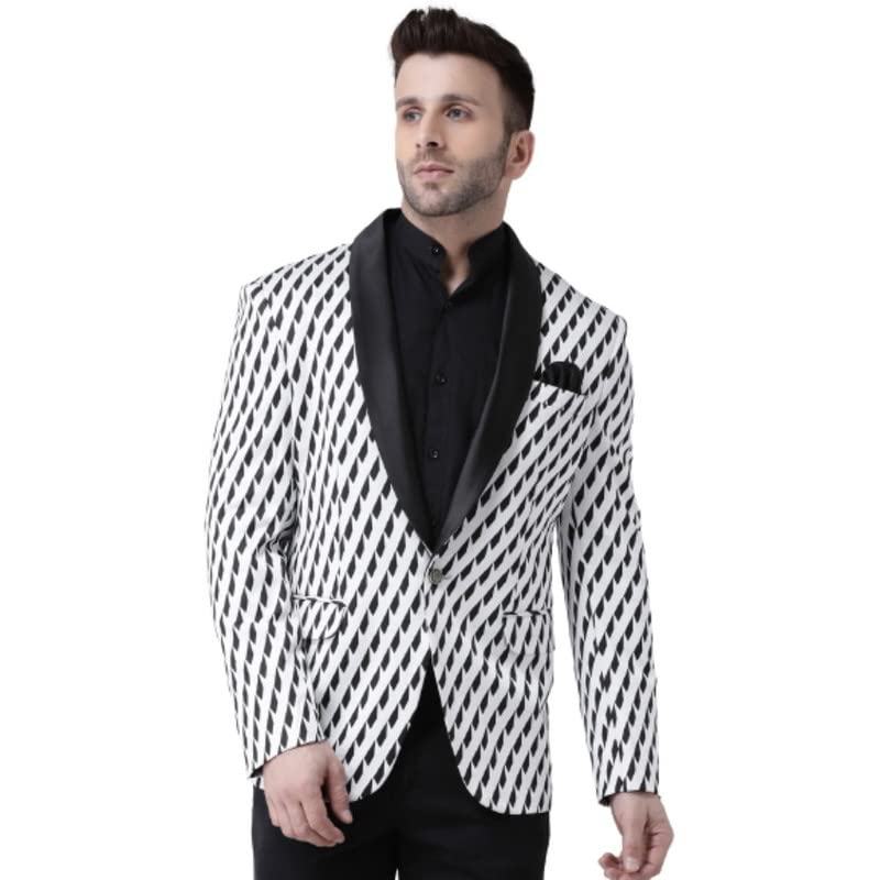 Image of hangup Regular Blazer for Men, Color White, Size 36 (New D115TuxedoBlazer)