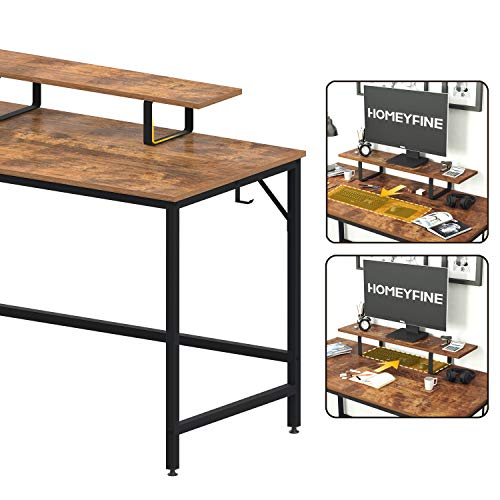 HOMEYFINE Computer bureau met verschuifbare plank, bureau, industrieel bureau, eenvoudige installatie,100 x 60 x 75 cm… - Image 6