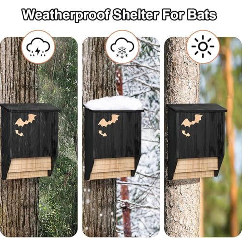 Bat House, Large Weatherproof Bat Houses for Outdoors Durable Easy to Install Bat Box for Trees Designed to Attract Bats Shelter for Yard Garden Patio