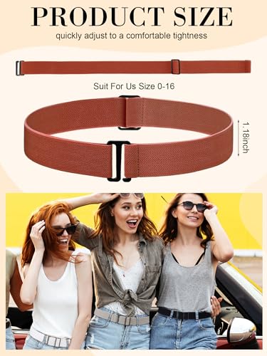 12 Pcs Women Elastic Stretchy Belt Invisible with Adjustable No Show Flat Buckle for Jeans Pants Dresses2