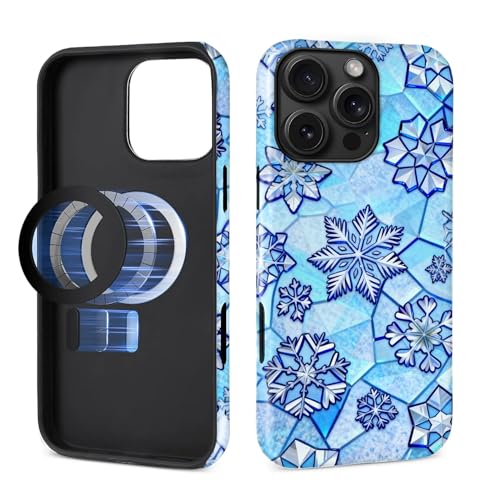 AshaPro for iPhone 16 Pro Max Case Compatible with MagSafe 2-in-1 Glossy All Inclusive Anti Fall Doublelayer Protection Soft TPU+PC Back Pattern Case for iPhone 16 Pro Max Girls Geometric Snowflakes by AshaPro - Used condition - US$10.72