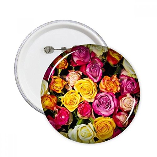 Badge bouton roses rouge orange rond blanc pour vêtements DIYthinker lot de 5