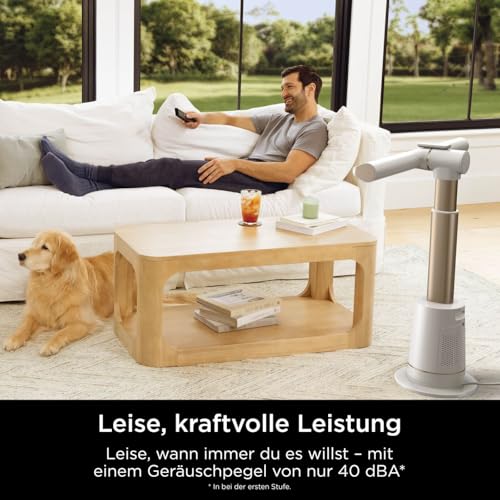 Shark TurboBlade Turmventilator, leise, Hochgeschwindigkeitssystem, Luftzirkulation bis zu 20 Meter, 10 Geschwindigkeiten, 180° Oszillation, Fernbedienung, Timer, Einfache Reinigung, Weiß TF200SEUWH 5