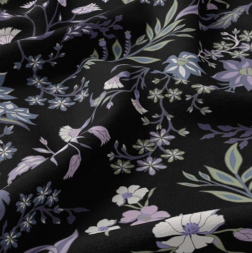 Image of Sweet Jojo Designs Black Purple Boho Wildflower Vintage Floral Girl Body Pillow Cover Case Decorative Accent Long Couch Bed Pregnancy Pillowcase 54x20 Lavender Bohemian Farmhouse Botanical Cottagecore