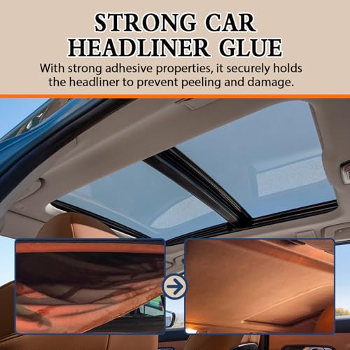 Car Headliner Glue 3.53OZ, Strong Automotive Upholstery Adhesive with Brush, Transparent Repair, Suitable for Fabric and Leather