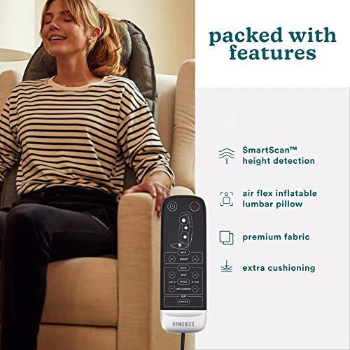 Homedics Total Recline Massage Cushion, Ultimate Versatility, Sit Up, Lean Back, Lie Down, Soothing Heat, Pain Relief, Deep Kneading Shiatsu Massage, Height Detection, Lumbar Stretch, Seat Vibration #TOP5