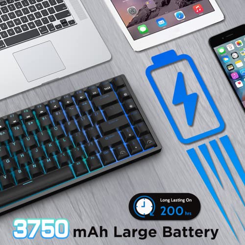 Image of RK ROYAL KLUDGE RK84 Mechanical Keyboard, Triple Mode BT5.0 /2.4G /USB-C Wireless Keyboard, 84 Keys Hot Swappable Gaming Keyboard with RGB Backlit w /High-Capacity Battery, Brown Switch