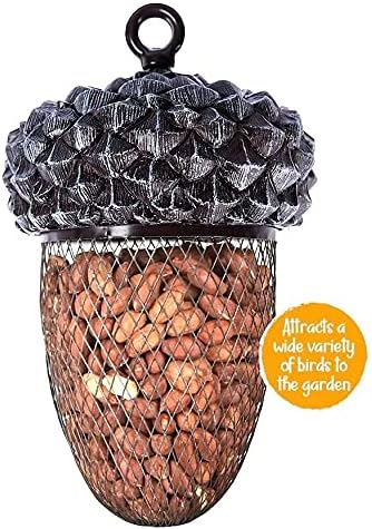NIGMA® Acorn Bird Feeder | Outdoor Mounted Mixed Nuts Feeding Station For Wild Birds | Tree Hanging Decoration Or Ornament For Garden And Lawn | Heavy-Duty Squirrel-Proof Metal Mesh Nut Or Seed Holder