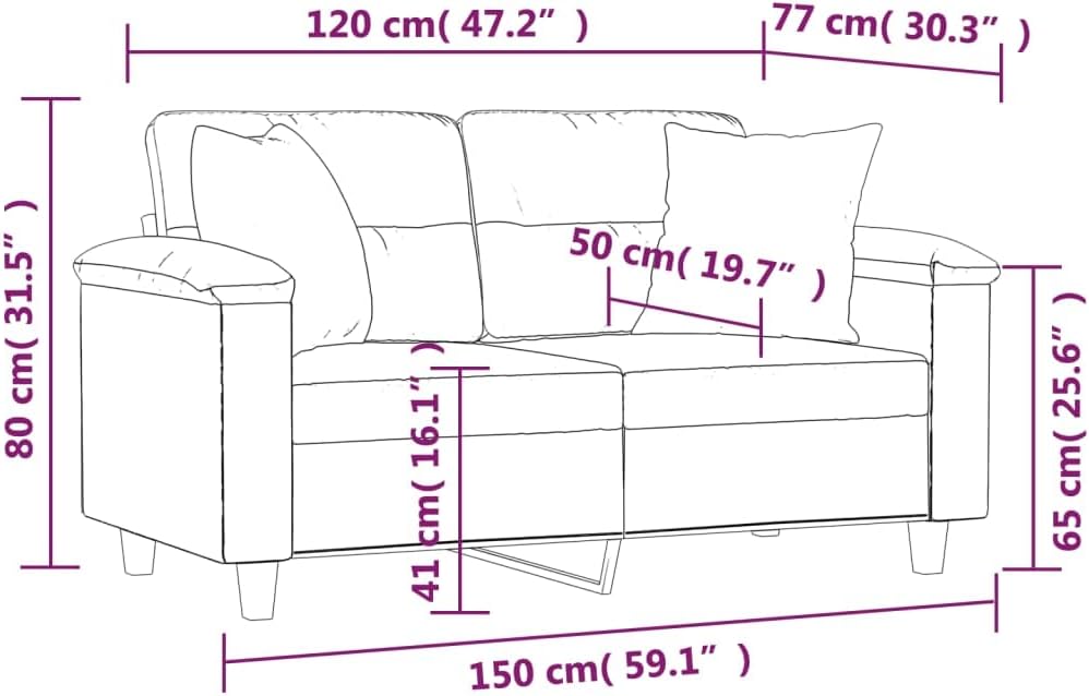 2-Seater Sofa Dark Grey Living Room Furniture