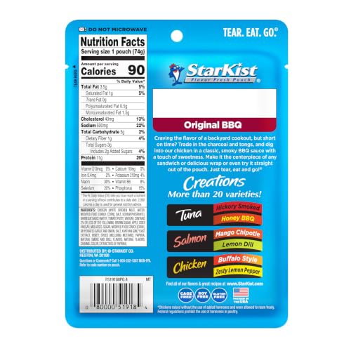 Image of StarKist Chicken Creations Original BBQ, 2.6oz Pouch, 12-Pack