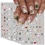 9 Sheets Christmas Nail Art Stickers 3D Christmas Nail Decals with Santa Claus Snowflake Elk Deer Snowman Xmas Tree Design Manicure Decal Winter Cartoon Christmas Nail Art DIY Decor Supplies for Women