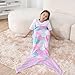 Mermaid Tail Blanket for Kids, Soft Wearable Mermaid Tail Blankets,Super Plush Flannel Sleeping Snuggle Blanket Gifts for Girls 4~12 Year (Purple)