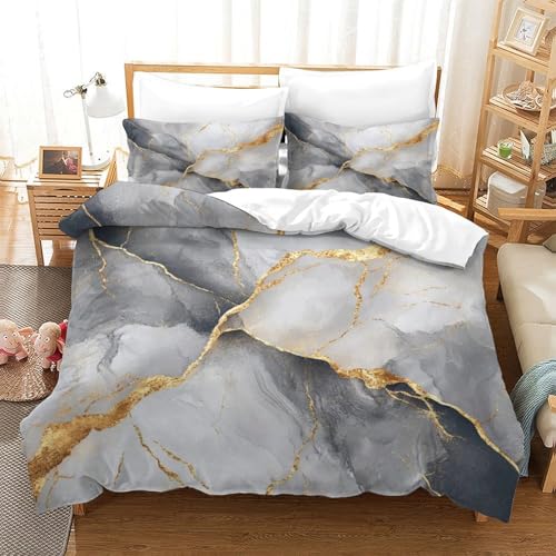 Housse de couette douce hypoallergique effet 3D pour lit double - 3