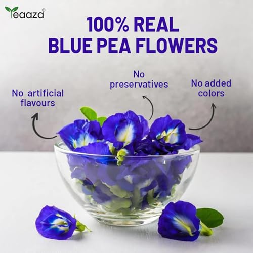 Image of Teaaza Blue butterfly Pea Flower tea for Weight loss, belly fat | 30 Grams| 60 Cups|Caffeine Free Herbal Tea | 100% Organic Blue Pea Tea | Plant Based | ANTIOXIDANT RICH | Non - GMO - Vegan | Reusable Tin