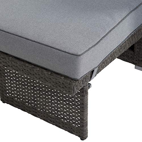 greemotion Rattan-Lounge Bahia Marvao, 2er Garten-Sofa inkl. Tisch & Hocker, Daybed für indoor & outdoor, Grau