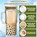 OTOB 2 Pack Glass Tumbler with Straws and Lids, 24oz Iced Coffee Mason Jar Cups, Clear Tumblers with Handle Bamboo Lid, Wide Mouth Boba Drinking Water Glasses for Smoothies Beer Juice Tea Soda Fruit