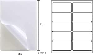 Amazon.com : 8.5" x 11" Printable White Sticker Paper, BESTEASY Self ...
