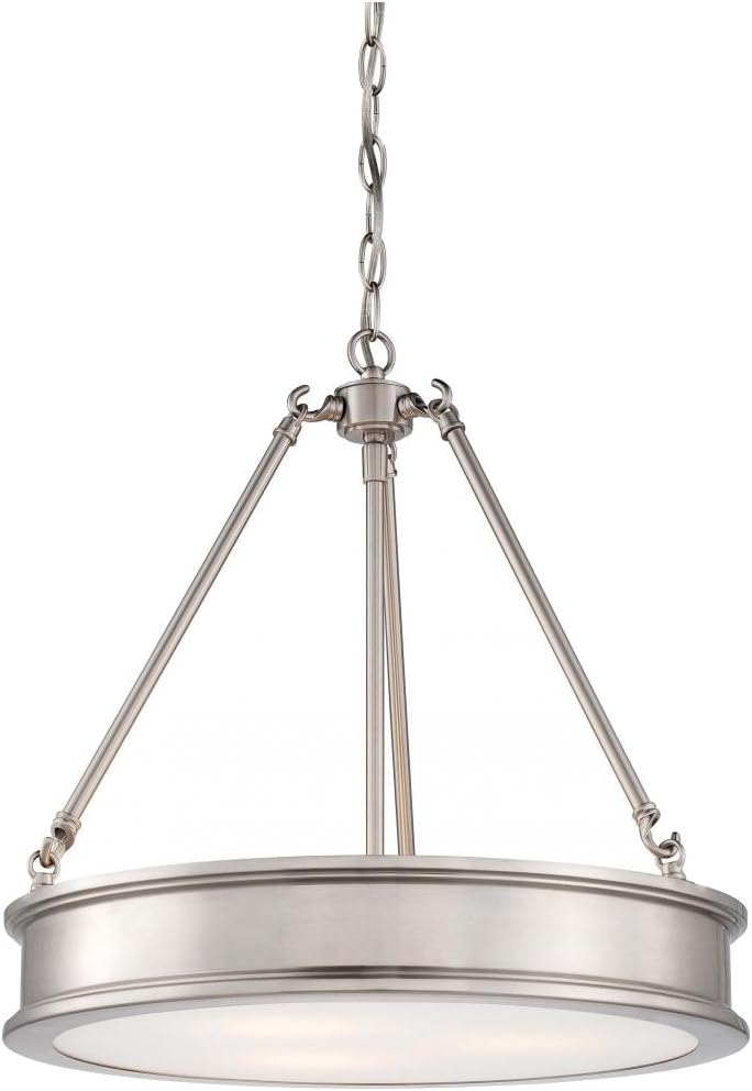 Minka Lavery Ceiling Pendant Chandelier Lighting 4173-84 Harbour Point, 3-Light Fixture 180 Watts, Brushed Nickel