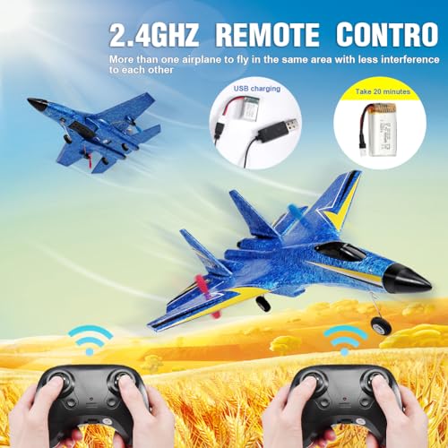 Image of Fremego Su-27 RC Airplane Remote Control Plane with Gyro Night Lights