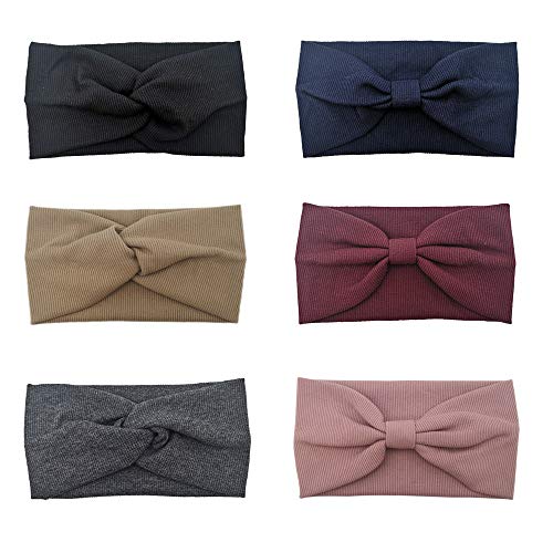 Inspirelle 6 Count Women's Headbands for Fitness Sports Running Workout Yoga Wide Stretchy Headwraps Hair Bands