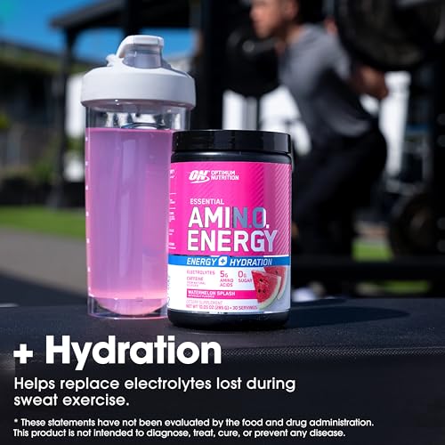 Optimum Nutrition Amino Energy Powder Plus Hydration, with BCAA, Electrolytes, and Caffeine, Watermelon Splash, 30 Servings (Packaging May Vary) - Image 6