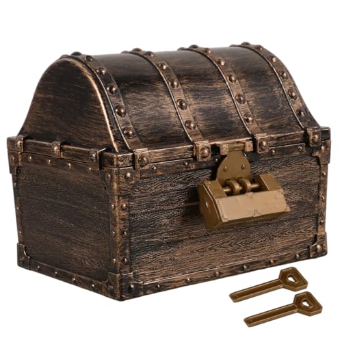 BESTYASH Coffre Au Trésor Pirate Vintage 16X13X12 Cm Boîte À Bijoux Avec Couvercle Pour Rangement De Petits Objets Et Décoration De Fête Pirate Escape Game