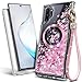 NGB Supremacy Magnetic for Samsung Galaxy Note 10 Case, Rose Gold | Compatible with Magsafe | with Diamond Wrist Strap Lanyard, Glitter Floating Liquid Cute Phone Cover