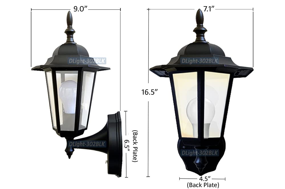 5-Pack Outdoor Wall Sconces With Smart Photocell Sensor – Black Cast Iron – DLight-302BLK