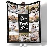 JOYXBUY Custom Blanket with Picture Customized Blankets with Photos Personalized Gifts for Birthday Anniversary Christmas New Year, 10 Photos, 60x80 Inch(Minky Fleece)