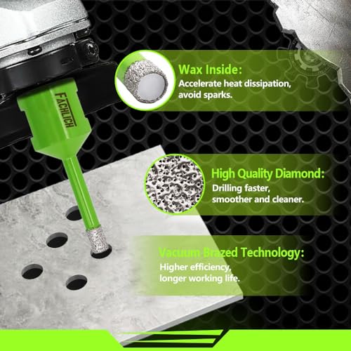 Image of Diamond Core Drill Bits 1 /4 inch Tile Hole Saw 6mm 2pcs for Porcelain Tile Granite Marble Masonry Brick