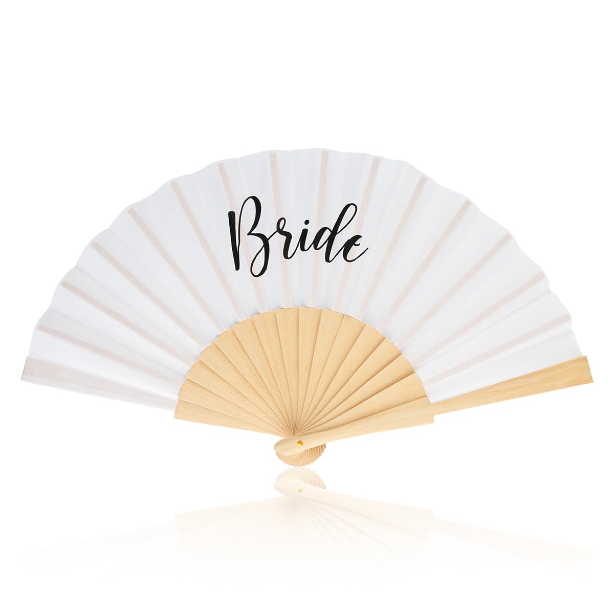 Lotsdonxia Folding Hand Fan, Bride Girls Party Gift, Personalized Print Wooden Material for Celebrations Activities Accessories (White)