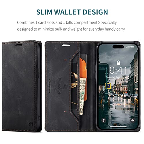 Capa carteira flip de telefone capa carteira compatível com iPhone 14 PRO, carteira flip de couro de