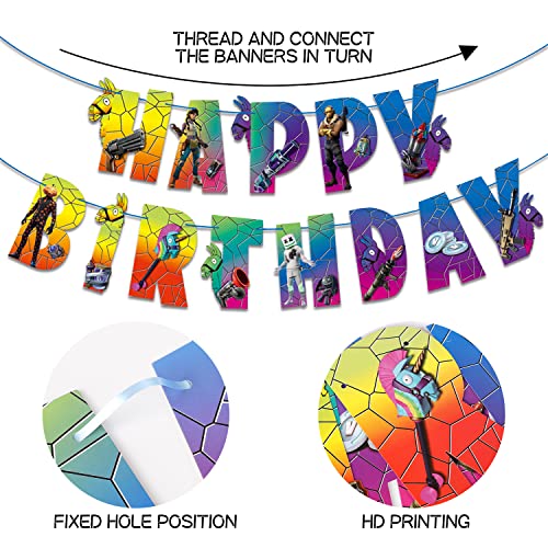 Gaming Birthday Banner Party Supplies Cute Cartoon Video Game Happy Birthday Banners For Boys Girls Kids Teens Adults Birthday Party Decorations #TOP1