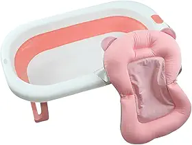 Banheira Retrátil Bebê Dobrável Portátil Infantil Compacta Antiderrapante (ROSA)