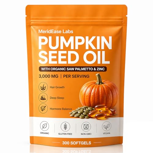 Meridease Labs Pumpkin Seed Oil Softgels with Natural Phytosterols & Essential Fatty Acids Cold Pressed Formula for Urinary Health Hair & Skin Support Non-GMO Daily Wellness Supplement (1)